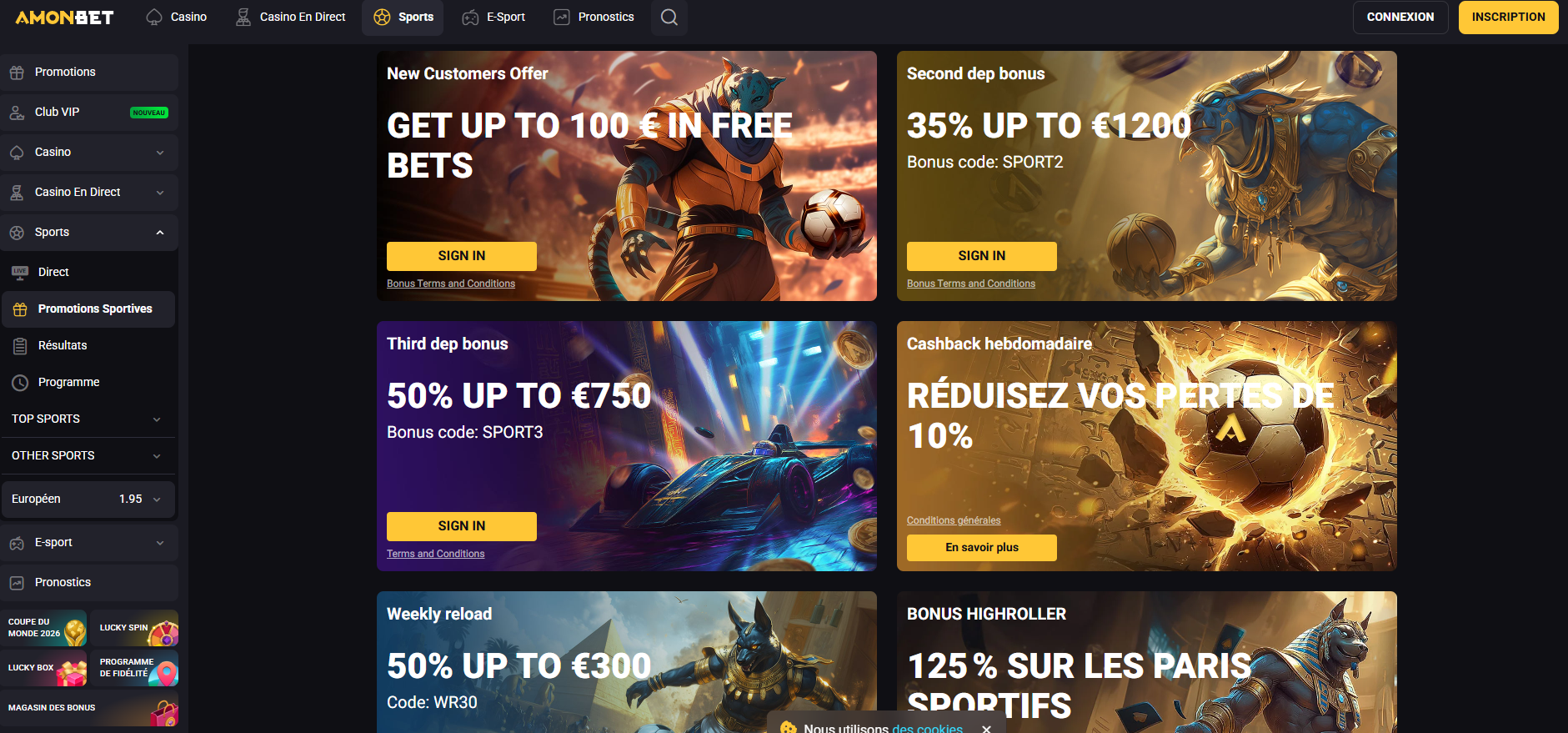Amonbet welcome bonus and promotions